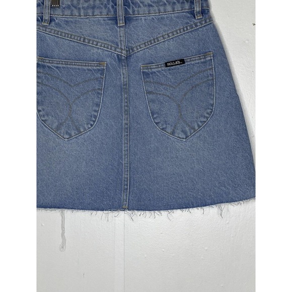 NWT Rollas Womens‎ Classic Denim Mini Skirt Size 24 Pockets Raw Hem Vanessa Blue - Picture 12 of 16